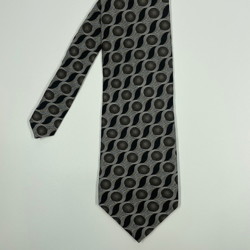 Louis Roth Grey Geometric Silk Blend Necktie Formal Business Mens One Size